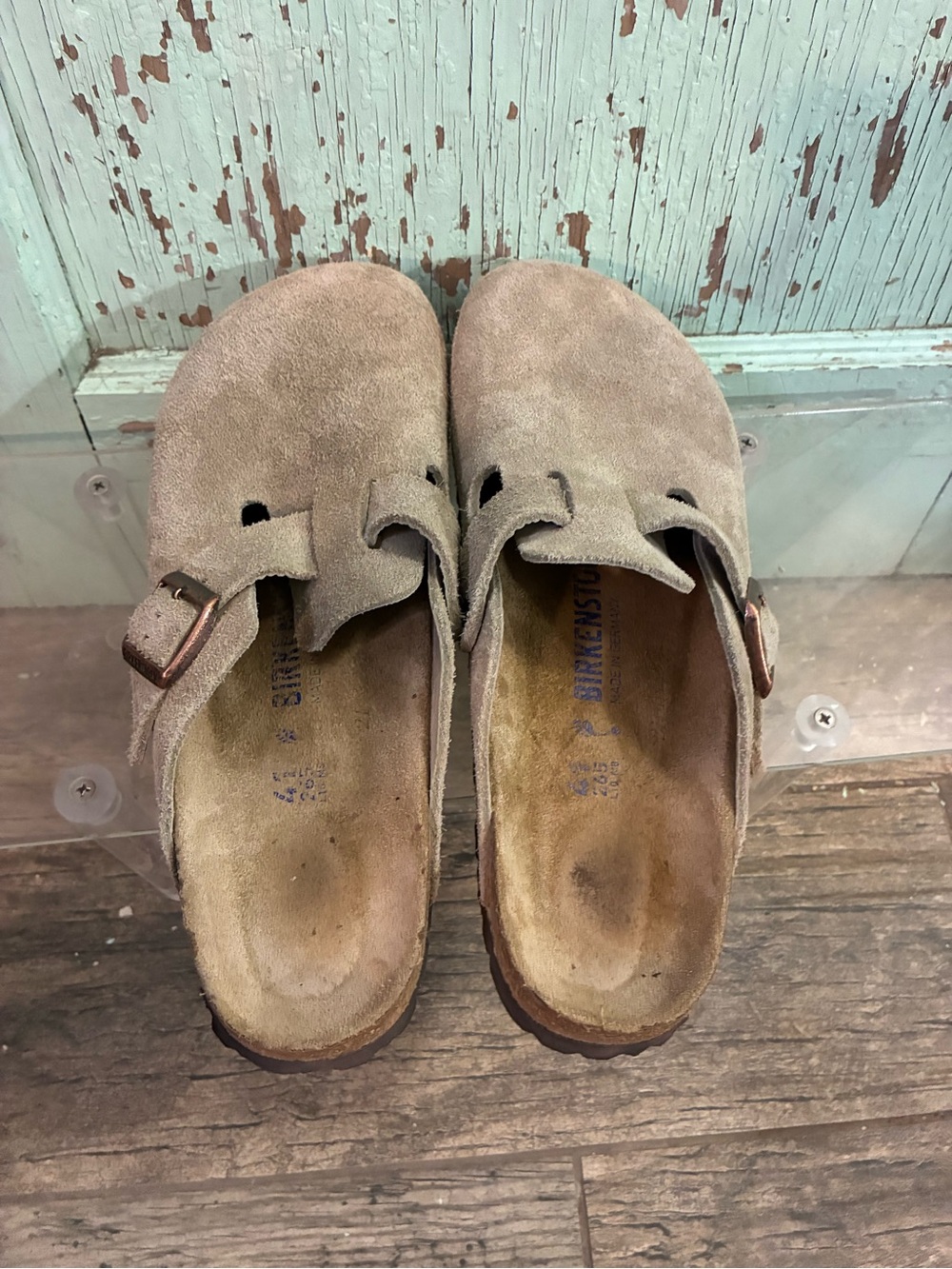Women’s Birkenstock Taupe Suede Slip-On Clogs with Buckle - Picture 4 of 5